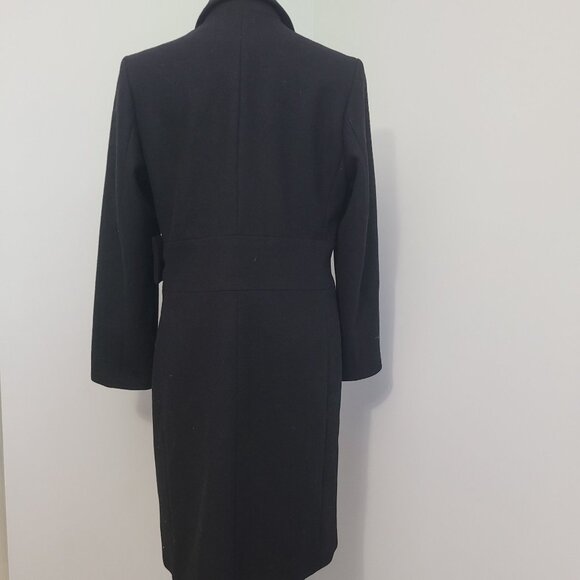 Express 90% wool wrap front overcoat women's size 9/10 in black - Picture 2 of 7